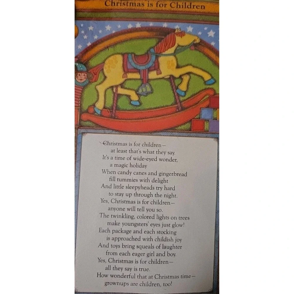 Christmas‎ Wall Hanging Christmas is for Children Poem Primitive Nostagia Framed
